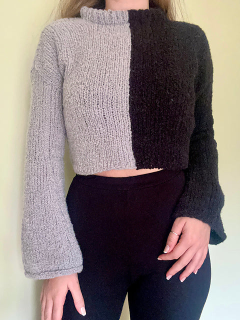 Bi-Colour Snuggle Sweater Digital Knitting Pattern