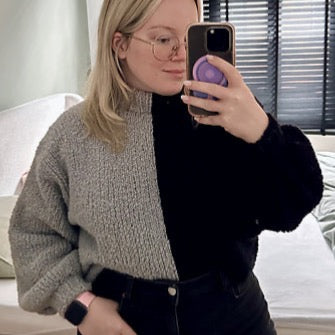 Bi-Colour Snuggle Sweater Digital Knitting Pattern