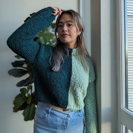 Bi-Colour Snuggle Sweater Digital Knitting Pattern