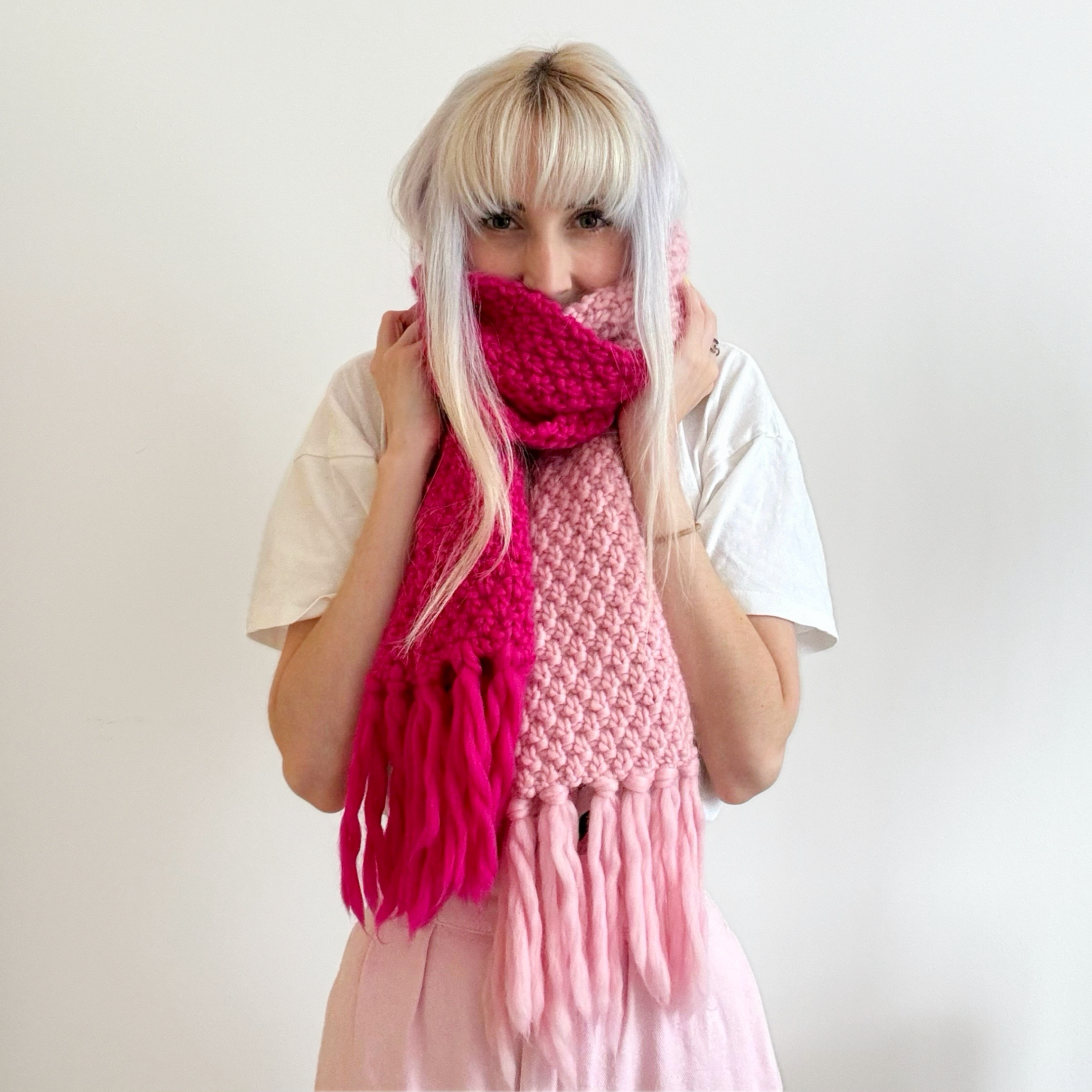 Magic Weave Scarf Knit Kit | One Big Happy Yarn Co. Luxe Kit - Ruby + Charcoal