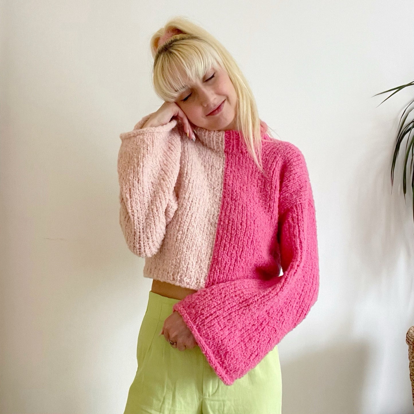 Bi-Colour Snuggle Sweater Digital Knitting Pattern