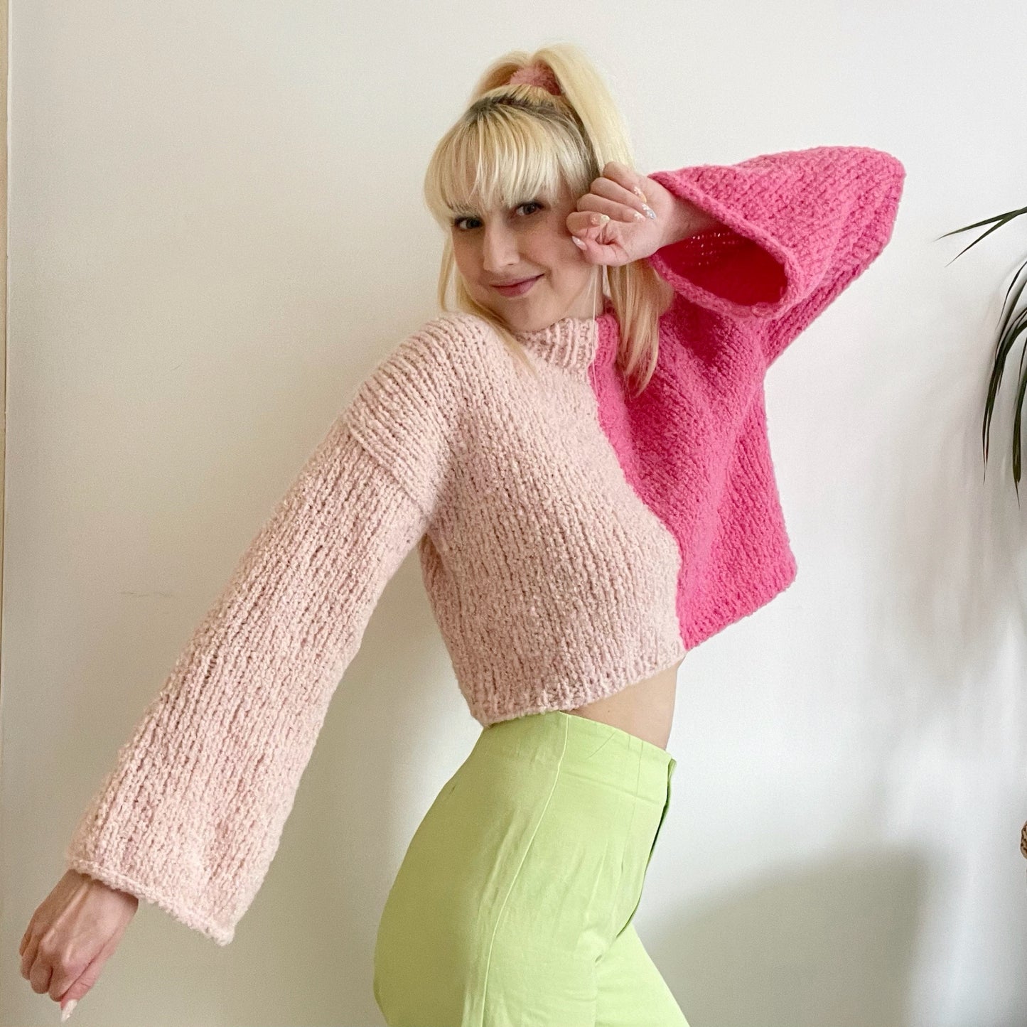 Bi-Colour Snuggle Sweater Digital Knitting Pattern
