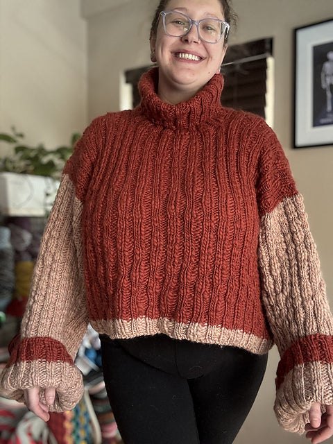 Rib 'n' Roll Sweater Digital Knitting Pattern