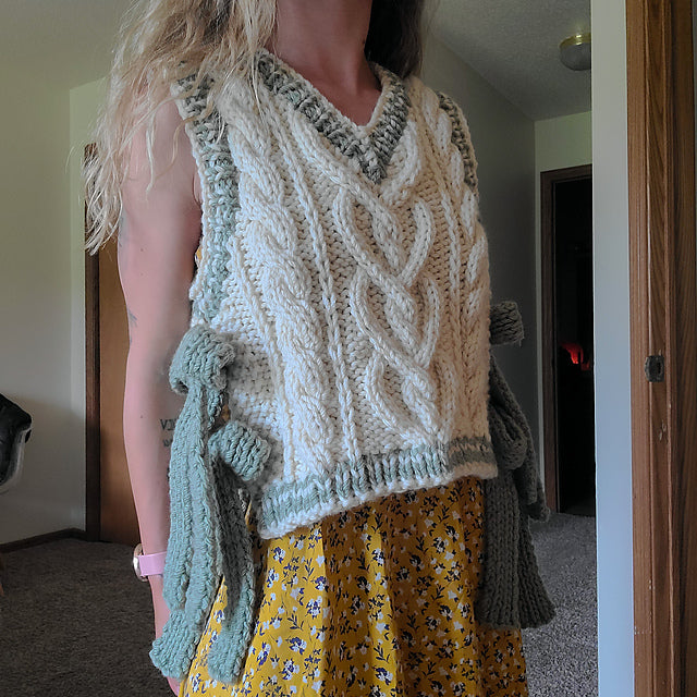 Bows & Braids Vest Digital Knitting Pattern