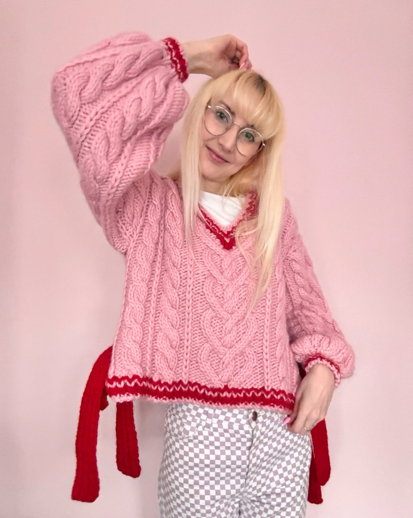 Bows & Braids Sweater Digital Knitting Pattern