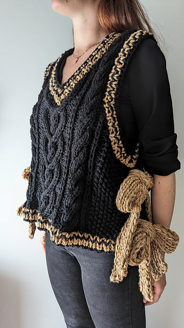 Bows & Braids Vest Digital Knitting Pattern