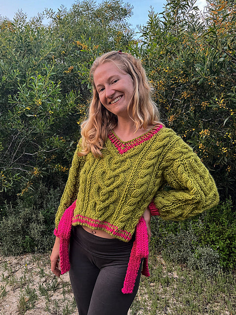 Bows & Braids Sweater Digital Knitting Pattern