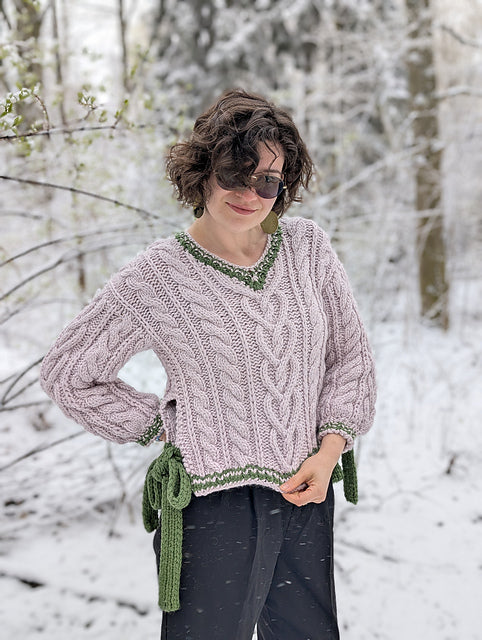 Bows & Braids Sweater Digital Knitting Pattern