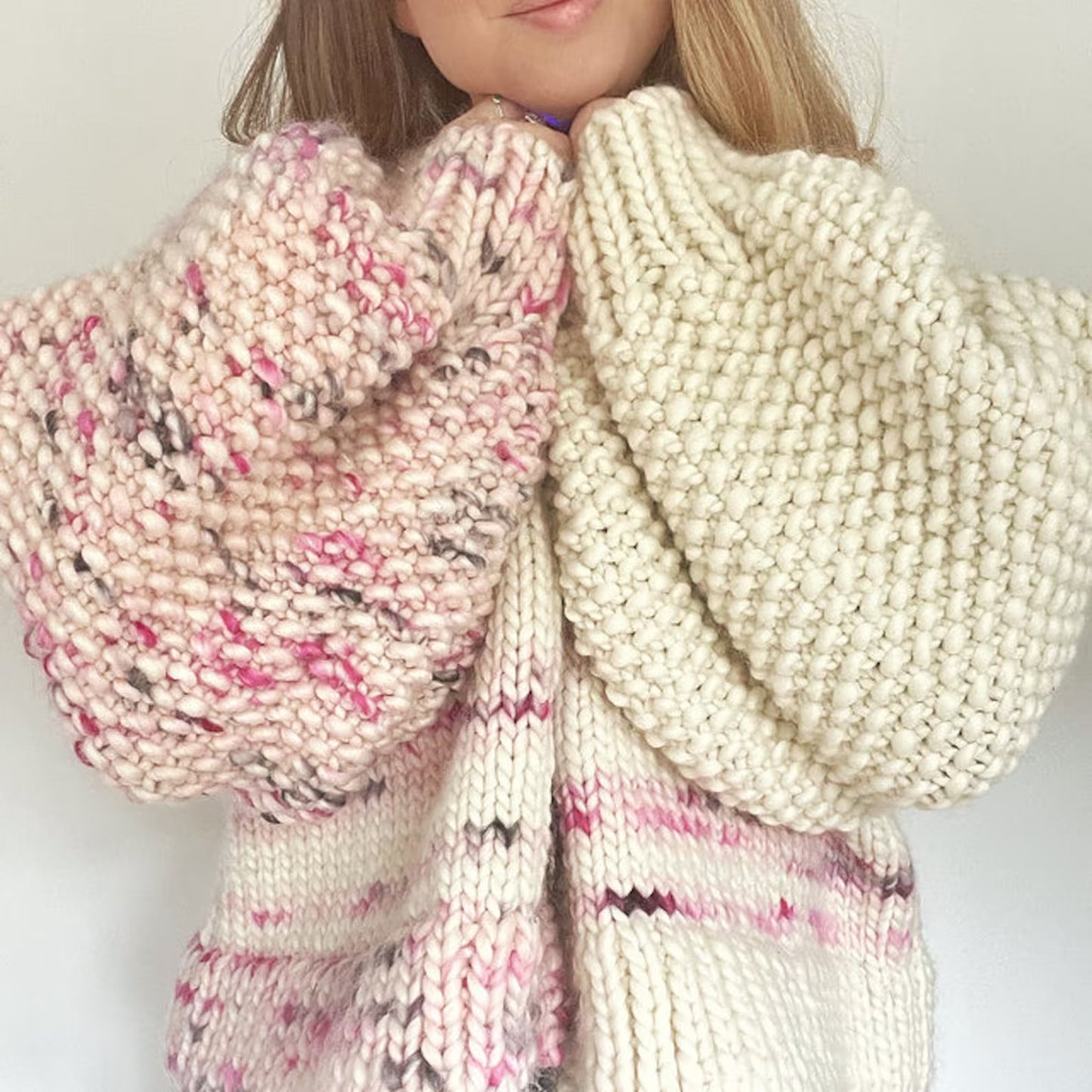Bi-Colour Cardi Digital Knitting Pattern