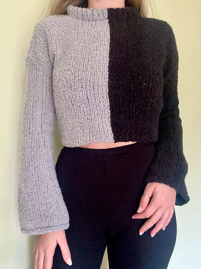 Bi-Colour Snuggle Sweater Digital Knitting Pattern
