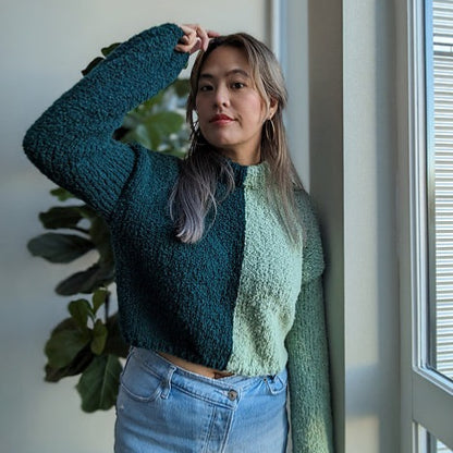 Bi-Colour Snuggle Sweater Digital Knitting Pattern