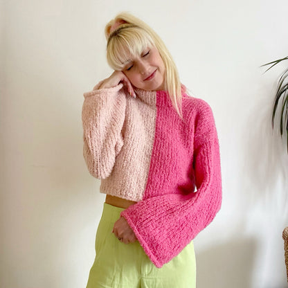 Bi-Colour Snuggle Sweater Digital Knitting Pattern