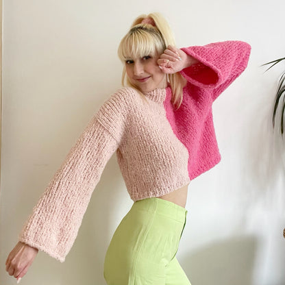 Bi-Colour Snuggle Sweater Digital Knitting Pattern