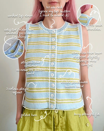 Button Me Up Vest Digital Knitting Pattern