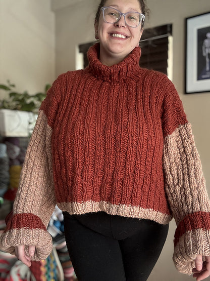 Rib 'n' Roll Sweater Digital Knitting Pattern