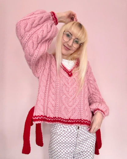 Bows & Braids Sweater Digital Knitting Pattern