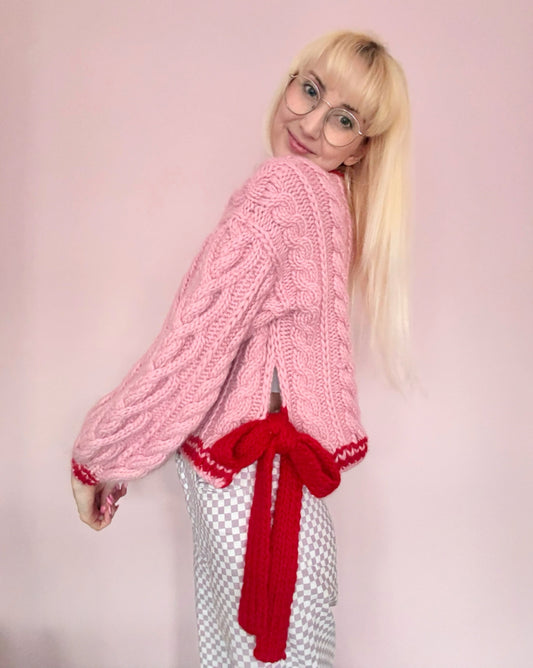 Bows & Braids Sweater Digital Knitting Pattern