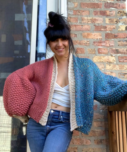 Bi-Colour Cardi Digital Knitting Pattern